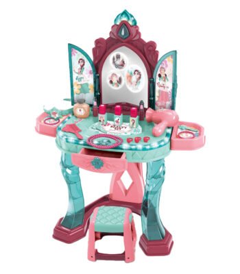 kinder kaptafel beauty set met spiegel, föhn, make-up accessoires en krukje Kaptafel Magische Spiegel