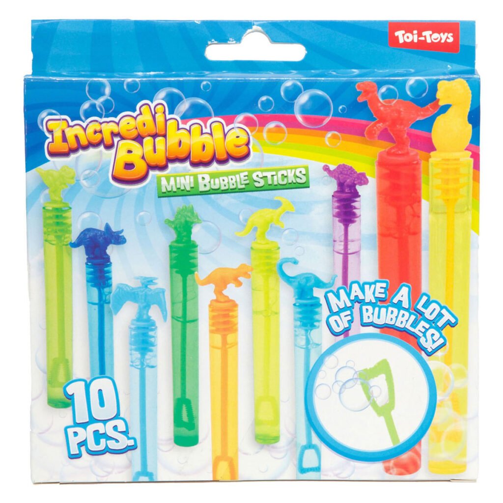 Verpakking Incredibubble mini bellenblaasjes dinosaurus set 10 stuks Toi-Toys