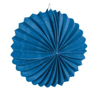 Blauwe papieren lantaarn waaier rond hangdecoratie