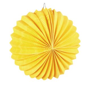 Gele papieren lantaarn ronde geplooide hangdecoratie feest
