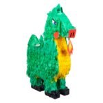 Piñata Draak Groen met vuur uit bek kleurrijk feestdecoratie
