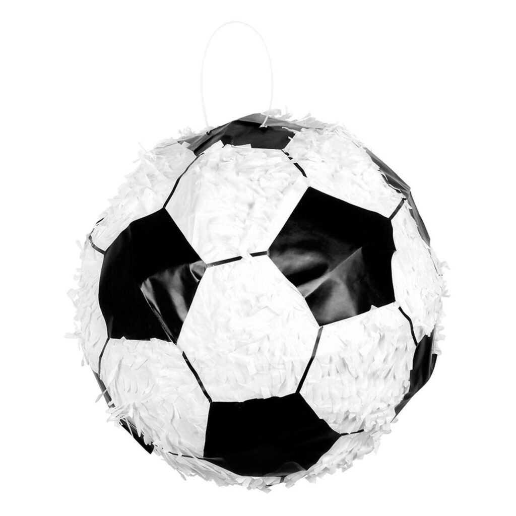 Ronde Piñata Voetbal zwart wit voor kinderfeestje