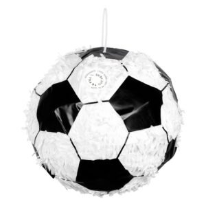Voetbal pinata zwart wit met ophanglus feestdecoratie