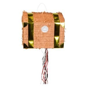 Piraten schatkist piñata gesloten met gouden banden
