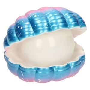 kleurrijke schelp nachtlampje met blauw roze glans en sterretjes Nachtlamp Schelp Multicolor