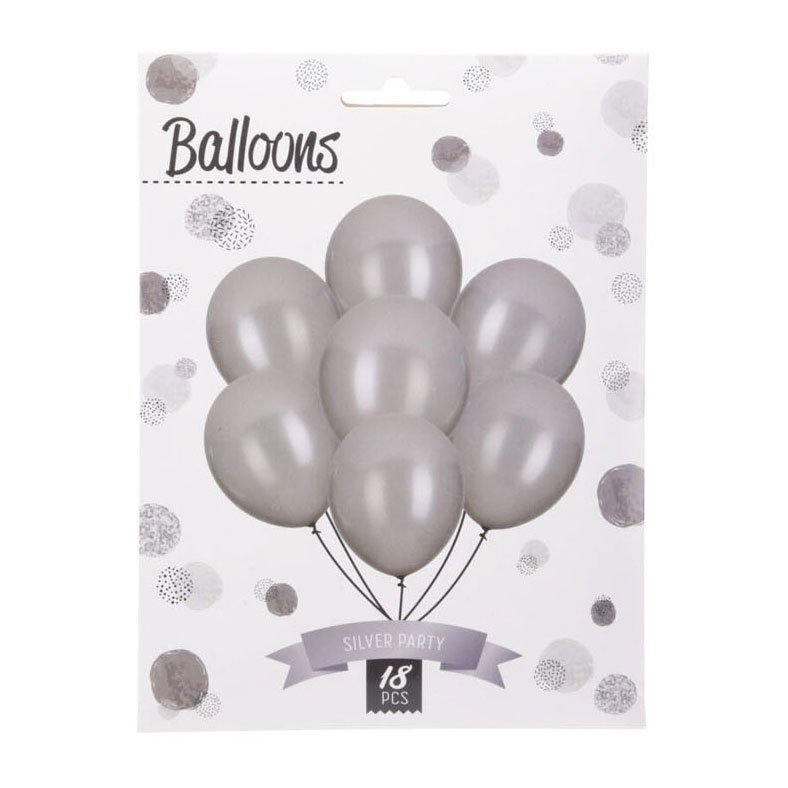 set zilveren party ballonnen verpakking 8 stuks Ballonnen Zilver