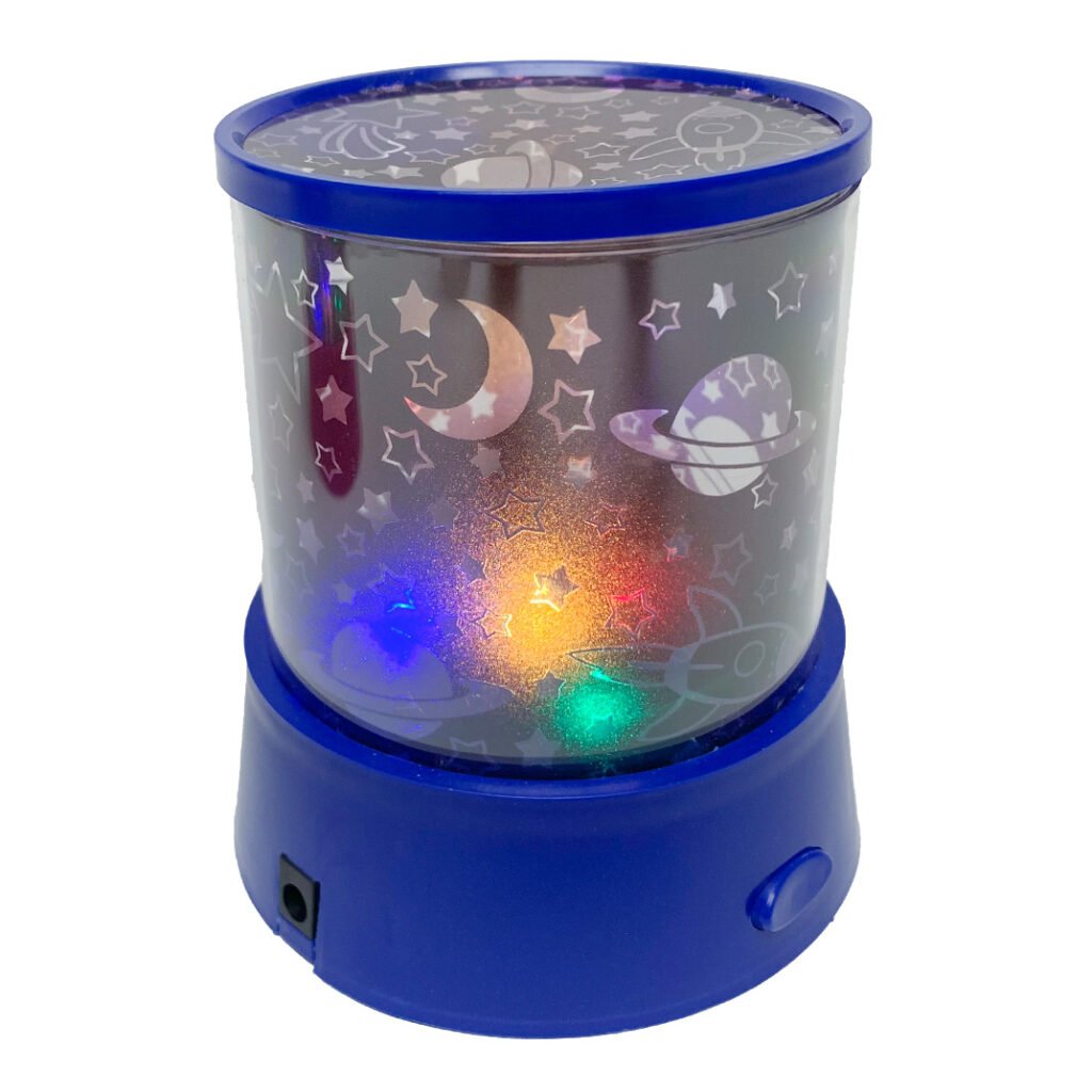 blauwe space projector lamp met kleurrijke led verlichting sterren patroon Space Xplorers Ruimte Projectorlamp