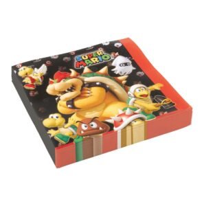 Stapeltje Super Mario papieren servetten met Bowser print