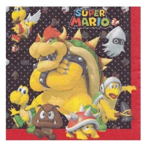 Super Mario servet met Bowser en vijanden kleurrijk game design Super Mario Servetten