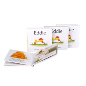 Uitdeelboekje Eddie met illustratie van gans met pet en open pagina