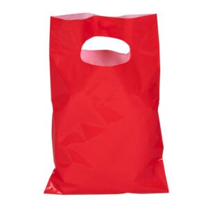 Rood plastic uitdeelzakje met handvat zonder bedrukking