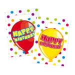 Uitdeelzakjes Happy Birthday 6st. met ballon en gekleurde stippen