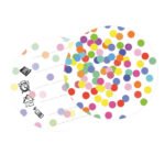 Set ronde Uitnodigingen confetti 6st. voorkant en achterkant