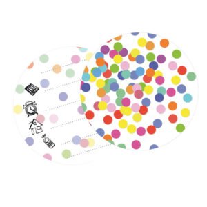Set ronde Uitnodigingen confetti 6st. voorkant en achterkant