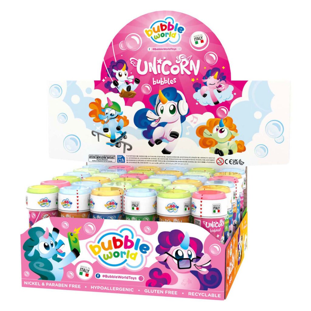Bubble World Bellenblaas Eenhoorn display met 36 kleurrijke tubes assortiment