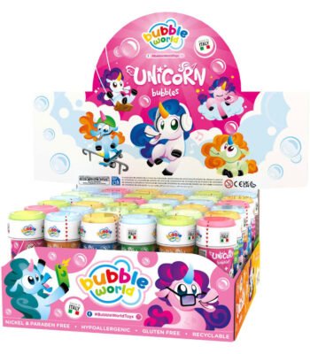 Bubble World Bellenblaas Eenhoorn display met 36 kleurrijke tubes assortiment