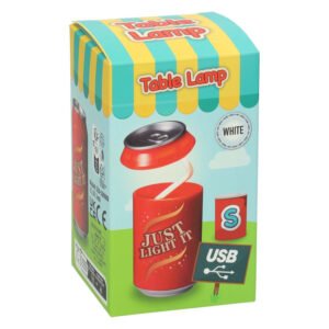 USB tafellamp frisdrankblik design productverpakking voorkant kleurrijk