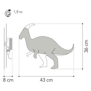 afmetingen houten dinosaurus wandlamp 43 cm breed kinderkamer verlichting