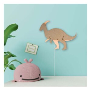 houten dinosaurus wandlamp in kinderkamer interieur decoratie