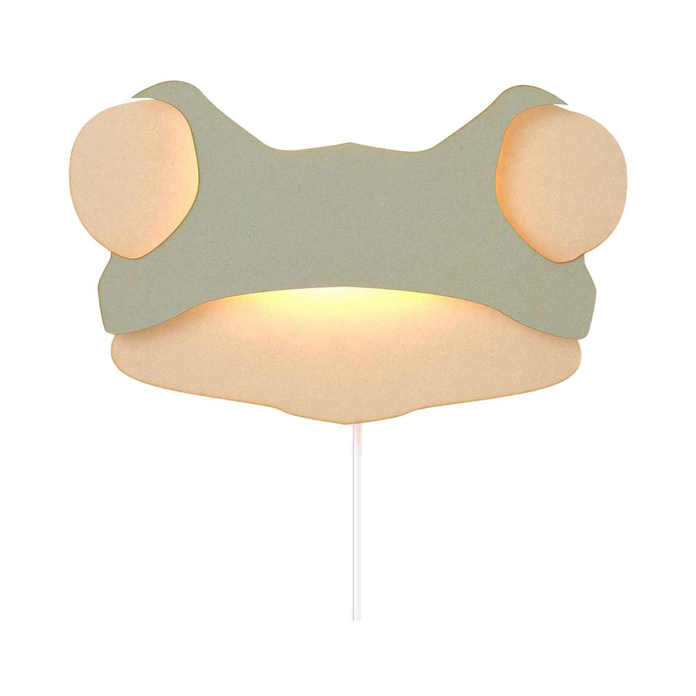 Houten kikker wandlamp met zachte led verlichting en wit snoer van tjalle en jasper - kikker wandlamp - hout