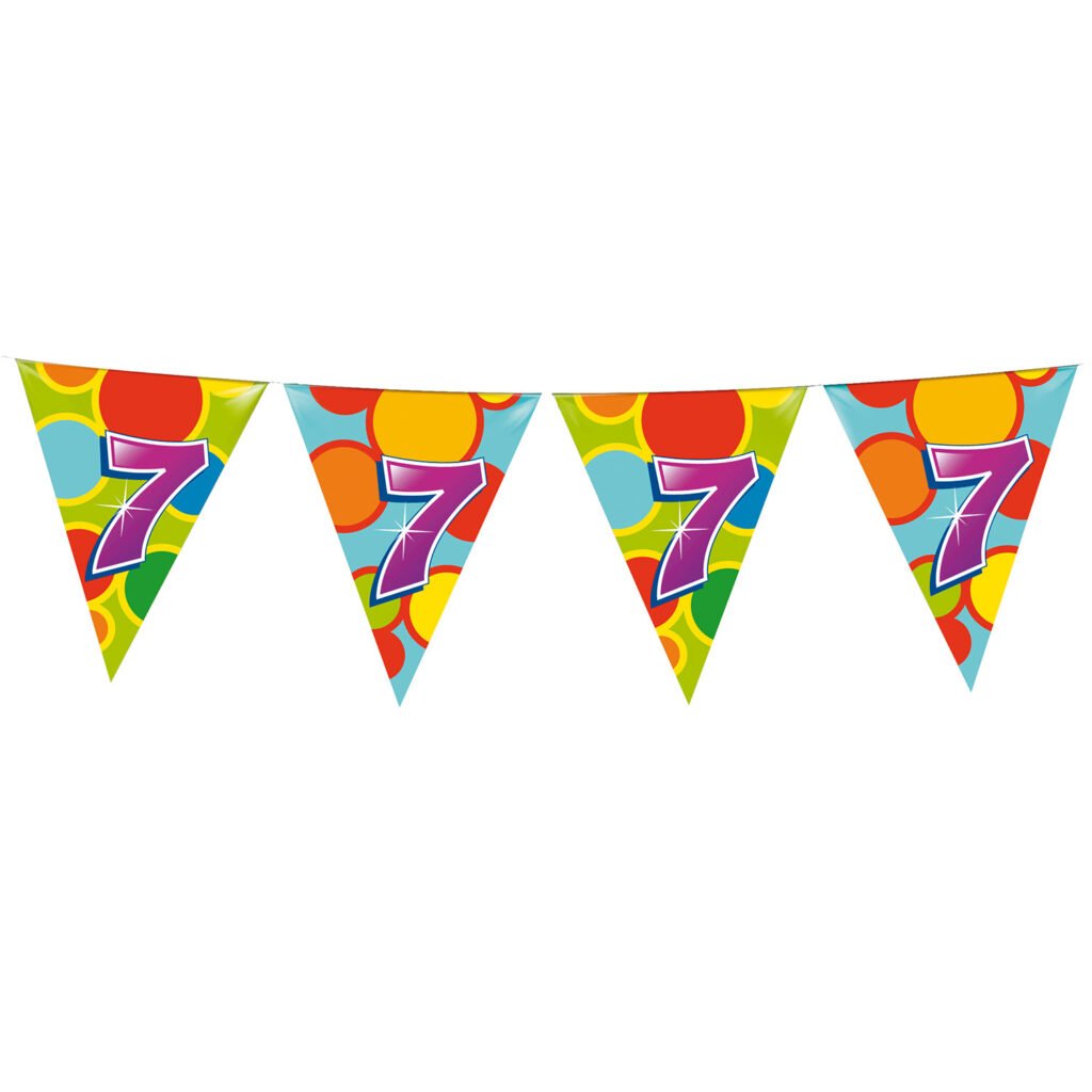 Vlaggenlijn 7 Jaar 10m feestdecoratie voor verjaardagen van Haza Witbaard