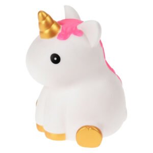 Schattig wit unicorn speelgoed met roze manen en gouden hoorn