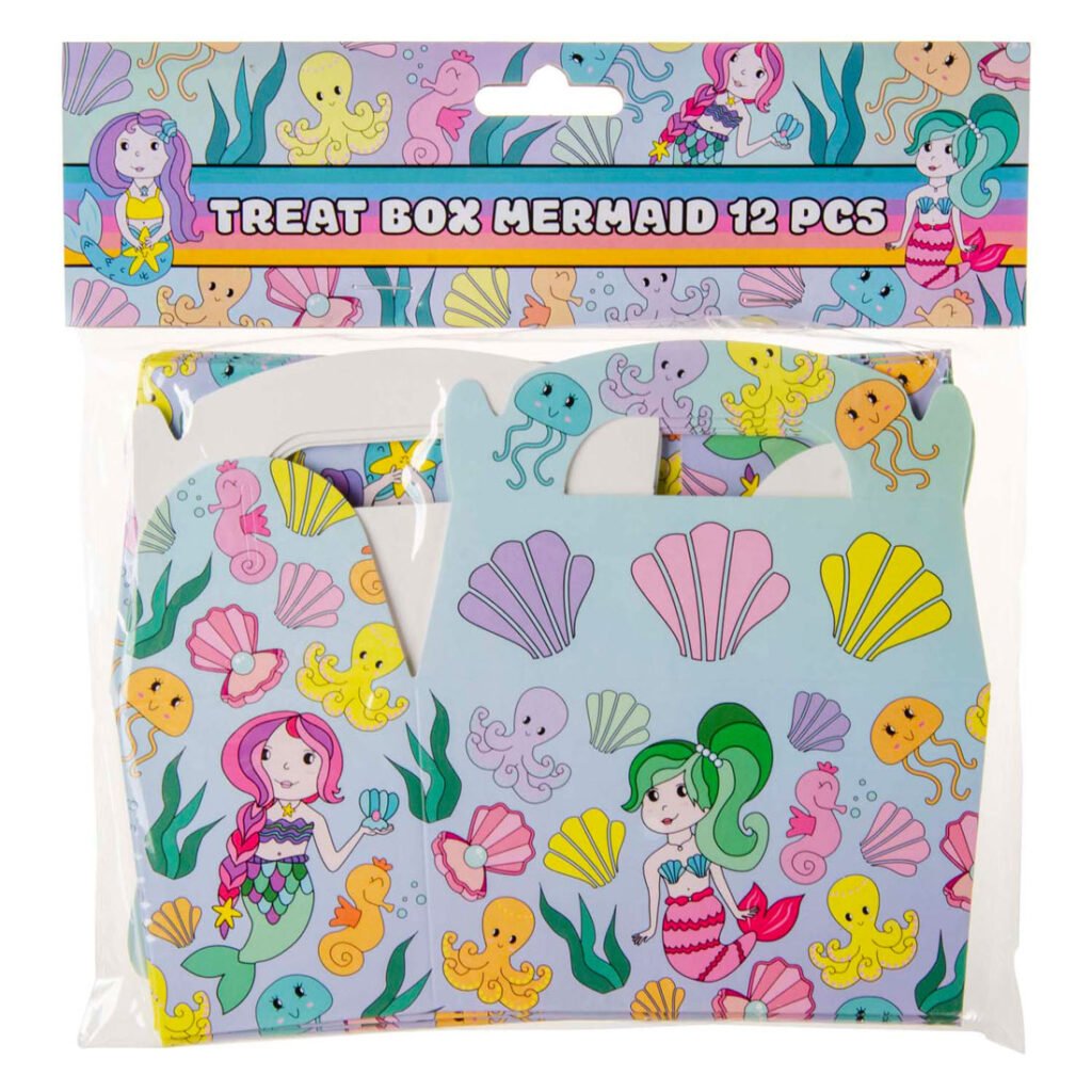verpakking uitdeelbox zeemeermin set van 12 stuks voor kinderfeest traktaties