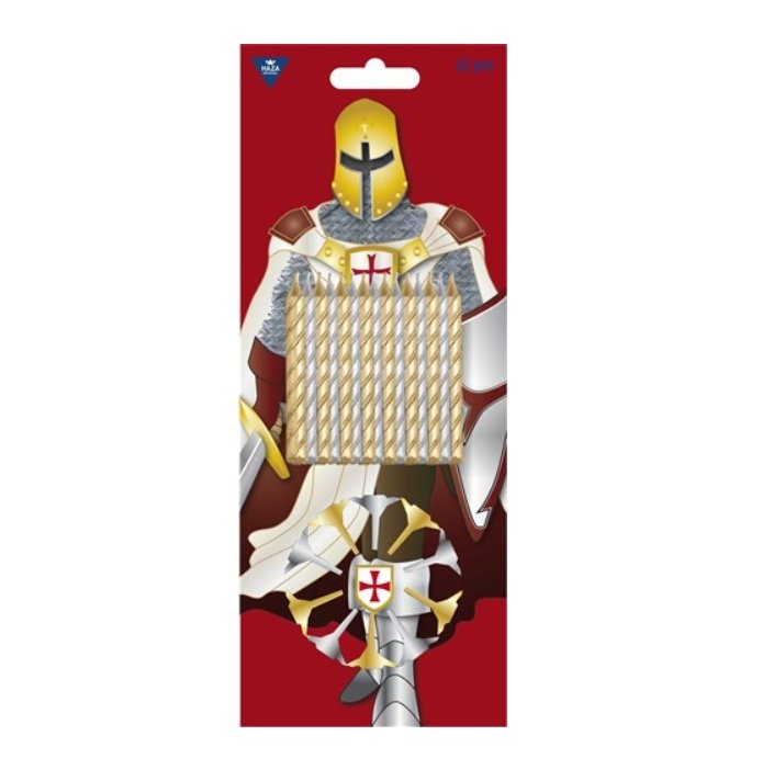 Kaarsjes Ridder 12 stuks voor feesttaart van Haza Witbaard