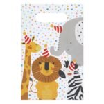 cadeauzakje met giraffe leeuw zebra en olifant print feestelijk Papieren Feestzakjes Safari