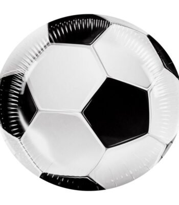 zwarte en witte wegwerp bord in voetbal design voor kinderfeestje Papieren Bordjes Voetbal