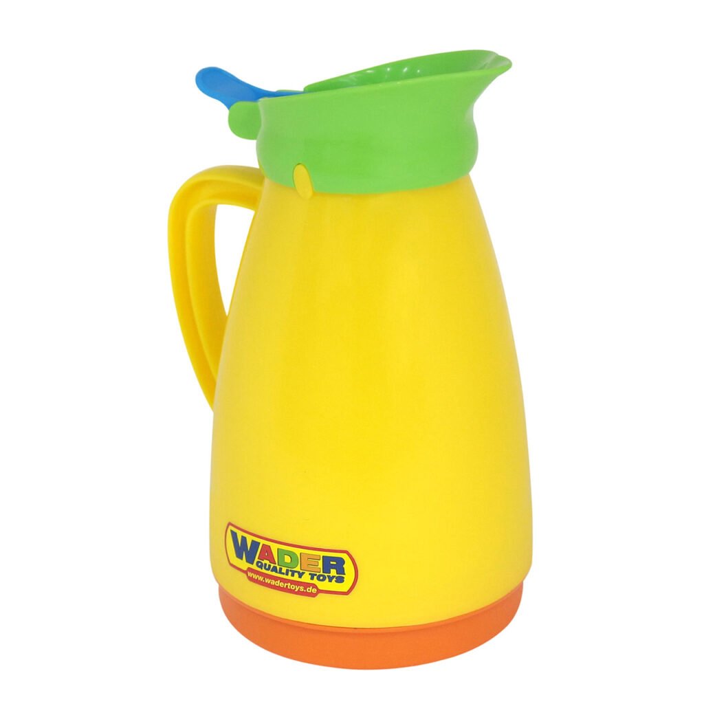 Gele speelgoed thermoskan met groene en blauwe details van Wader Cavallino Koffiepot