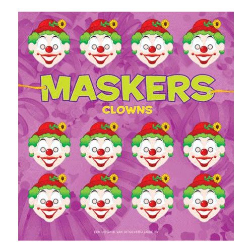 voorkant boek maskers clowns met herhalende clown gezichten Maskers Clowns