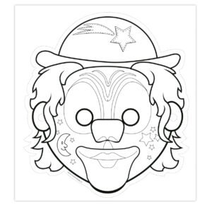 zwart-wit clown masker sjabloon met pet en ster