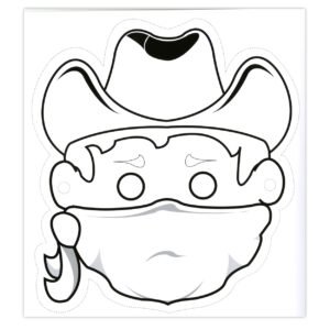 cowboy masker knutsel zwart wit printable sjabloon