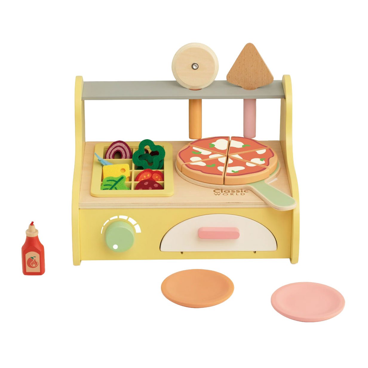 classic-world-compacte-houten-speelgoed-pizza-oven-onderdelen compacte houten speelgoed pizza oven met onderdelen Classic World Houten Pizzaoven Speelset