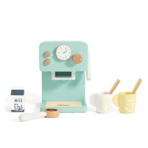 Complete houten speelgoed koffiemachine met accessoires