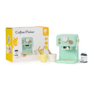 Houten speelgoed koffiemachine met doos en kopjes Classic World Houten Koffiezetapparaat
