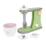 houten speelgoed mixer met kom en accessoires op witte achtergrond Classic World Houten Mixer