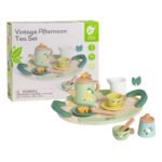 vintage houten theeservies speelgoed verpakking. Classic World Houten Vintage Theeset met Dienblad