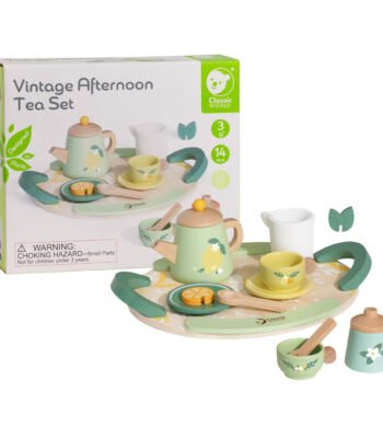 vintage houten theeservies speelgoed verpakking Houten Vintage Theeset met Dienblad