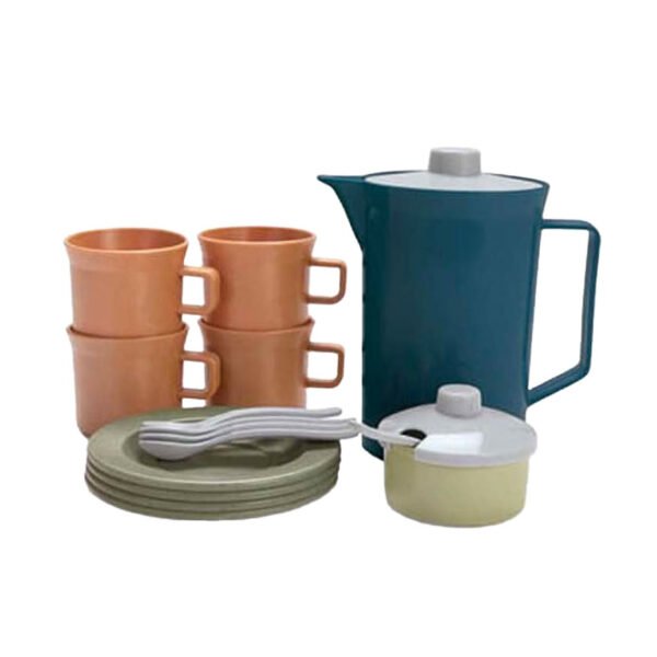 duurzame bioplastic kinderservies set met kan bekers borden en bestek Dantoy Koffieset