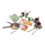 complete houten speelgoed keuken set met theepot, kopjes en ontbijt accessoires Dantoy Ontbijtset