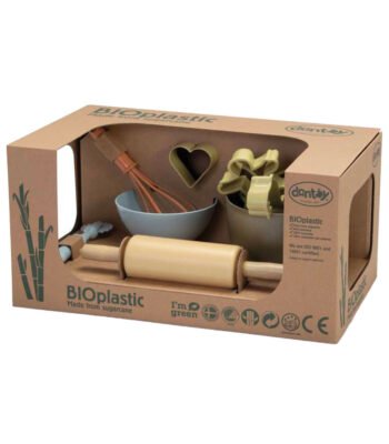 duurzame bioplastic bakset in verpakking met accessoires voor kinderen Dantoy Bakset