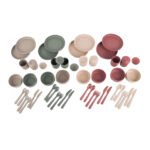 siliconen kinderservies set borden bekers bestek in pastelkleuren Dantoy Serviesset