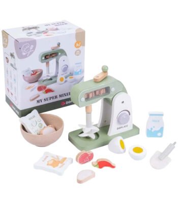 houten speelgoed mixer set met accessoires en verpakking Houten Super Mixer Set