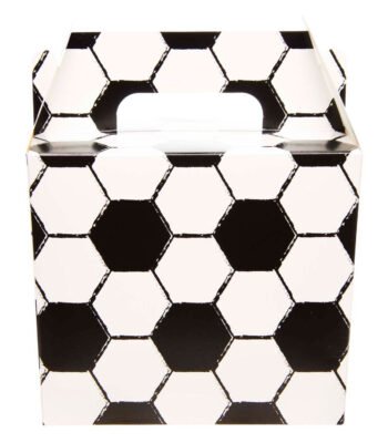 cadeaudoos met zwart wit voetbal patroon voorkant Uitdeelbox Voetbal