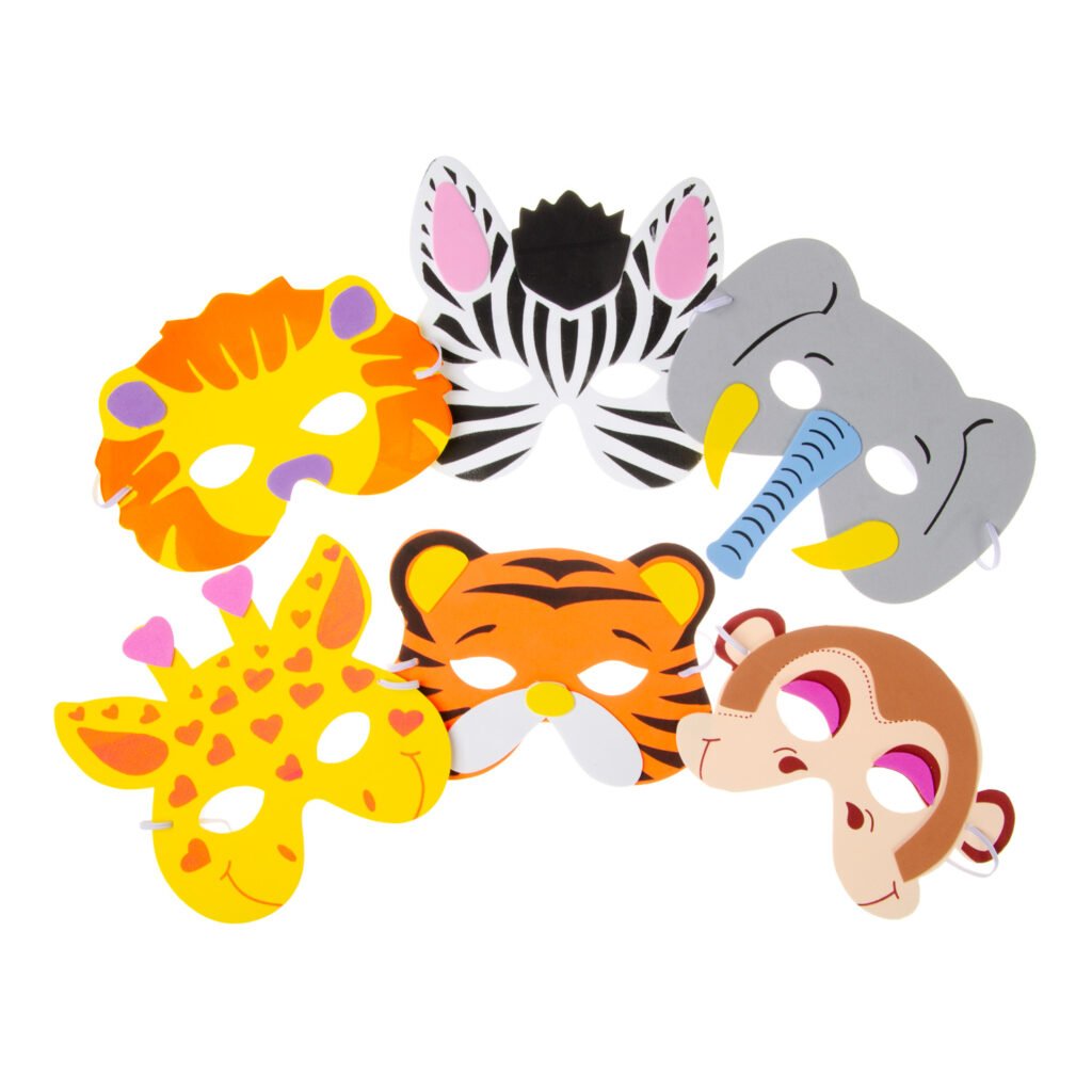 dieren maskers set tijger giraf olifant aap zebra kinderfeest Foammasker Wild Dier