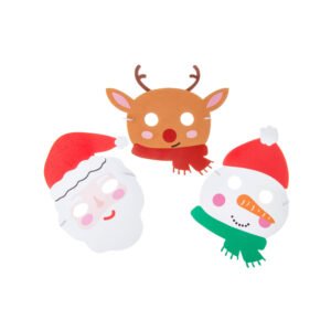 kerstmaskers set met sneeuwpop rendier en kerstman gezichten Foammasker Kerst