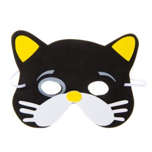 kinder katten masker zwart wit met gele oren foam