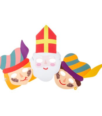 set van drie sinterklaas en pietenmaskers kleurrijk Foammasker Sintfeest